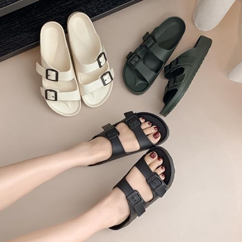 Womens Sandals Casual Summer Beach Slides EVA Footbed Slippers with Adjustable Double Buckles for Women Outdoor Anti-slip Soft Padded Thick Bottom Sandals Slippers by DDXYYDS - Image 3