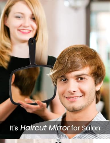 Stianiiie Miroir à Main Polyvalent avec réflexion sans Distorsion Salon Barber Miroir de Coiffure carré Noir 26.5X19cm – vue 3
