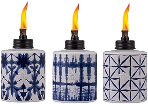 Tiki Blue/White Glass 7 in. Tabletop Torch 1 pk - Case of: 6;6