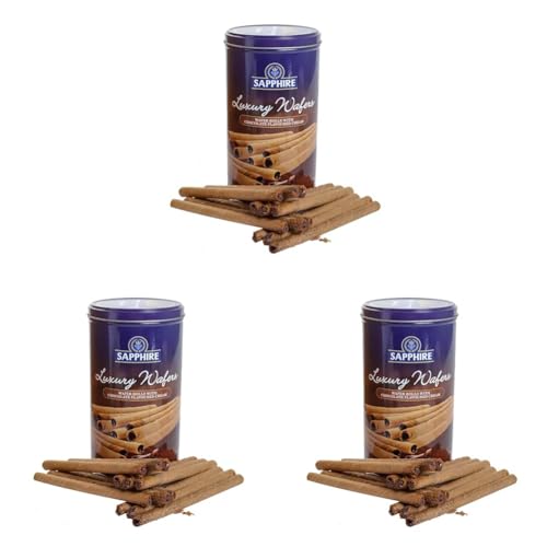 Image of Sapphire Luxury Wafer Rolls Chocolate, 300 g, Wafer Rolls with Chocolate Cream (Pack of 3)
