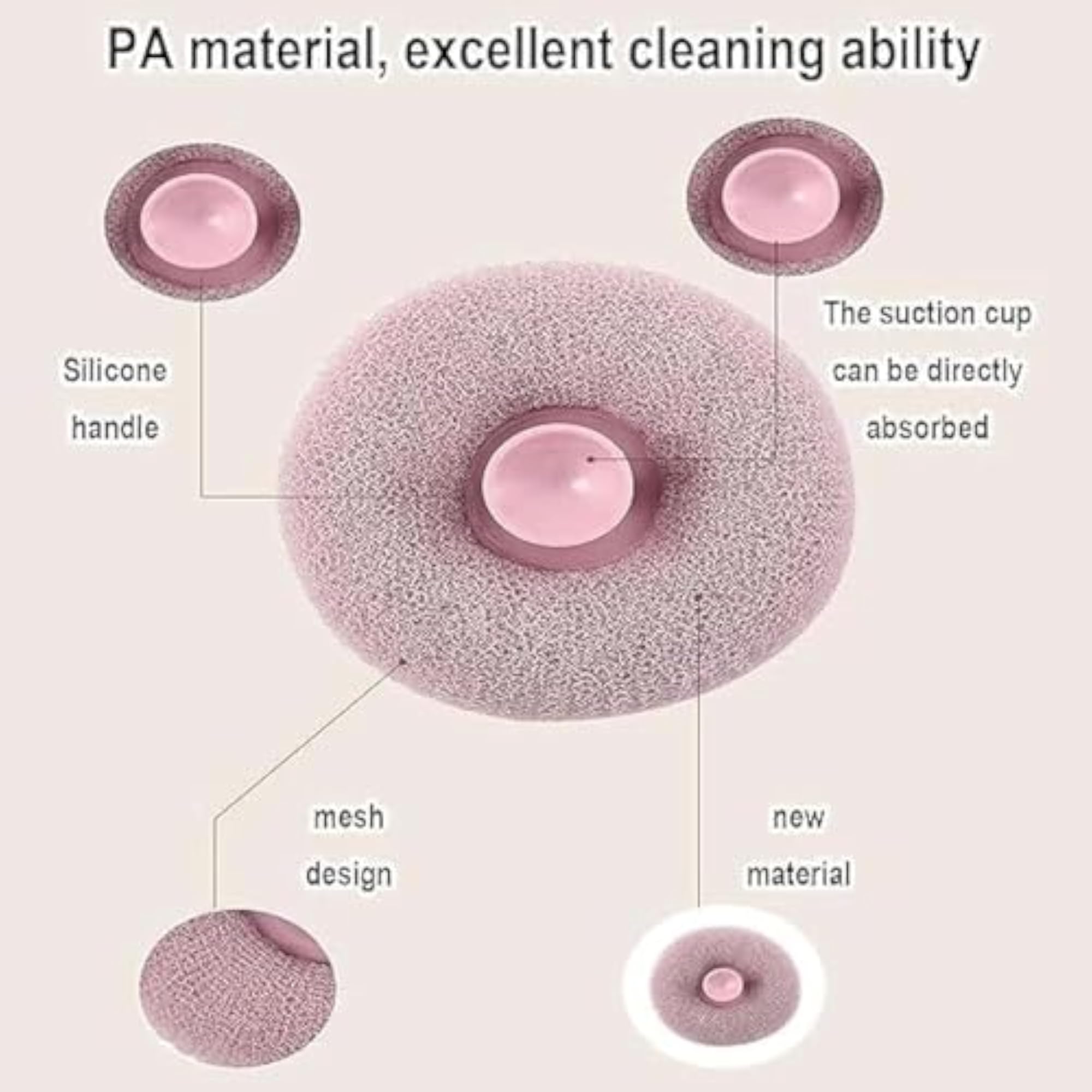 2-in-1 Bath Sponge Body Scrubber, Super Soft Exfoliating Mesh Loofah