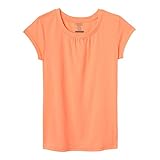 French Toast Big Girls' Short Sleeve Crew Neck Tee, Peach, 10/12
