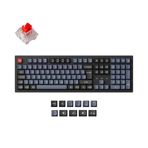 Image of Keychron K10 Pro QMK/VIA Custom Wireless Mechanical Keyboard, Hot-swappable ISO UK Layout Full Size 108 Keys Programmable RGB Backlit Red Switch, Bluetooth/USB-C Wired for Mac Windows Linux