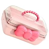 Abaodam Caja de Accesorios Cabello Rosa Diseño de Lazo, Portátil y Versátil, Organizador de Joyas para Niñas en Casa y Escuela, Material Pp