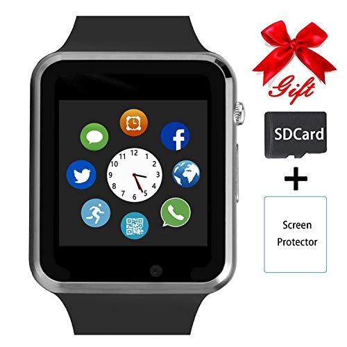Smart Watch,Unlocked Touchscreen Smartwatch Compatible with Android/Bluetooth/iOS (Partial Functions) Call and Text Camera