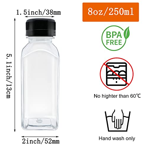 Myyzmy 3 Pcs 8 Ounce Plastic Juice Bottles, Reusable Bulk Beverage Containers For Juice, Milk And Other Beverages, Black Lid #TOP1