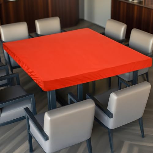 sourcing map 2Pcs Square Elastic Fitted Tablecloths,34"x34" Orange