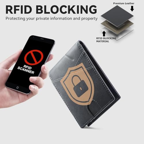 VANNANBA Men Wallet Cards,Slim Leather Wallet for Men Front Pocket Card Holder RFID Blocking with Gift Box4