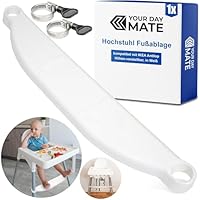Hochstuhl Fußablage, 1 Set, in Weiß, kompatibel mit IKEA Antilop, Höhen-verstellbar mit Schellen Befestigung am Stuhlbein, Kinderhochstuhl Fußstütze, Sitzerhöhung Babyhochstuhl, Stuhl Kind Fussauflage