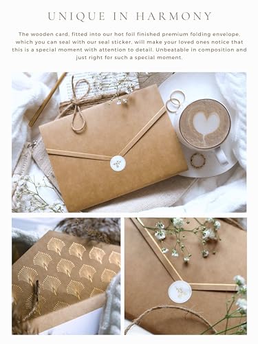Joli Coon Pregnancy announcement wooden card - We're having a baby with pocketfold envelope and seal sticker - Baby announcement