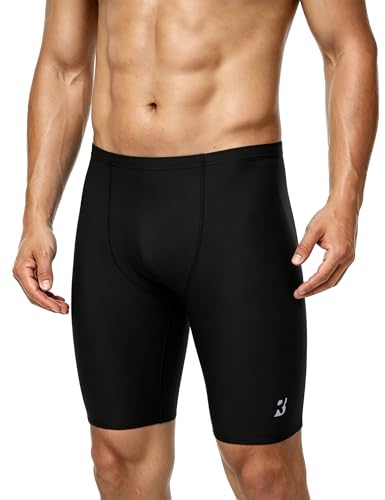 Roadbox Swim Jammers for Men Racing Athletic Quick Dry Swimsuit Endurance Training Competitive Swimming Shorts UPF 50+ Black