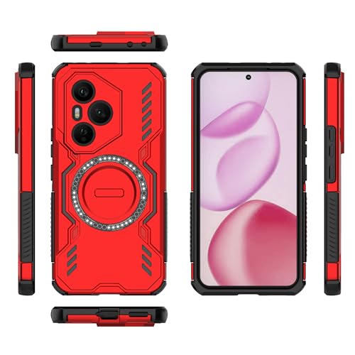 Pzwoxukhov Compatible with Honor 400 Pro Case,Compatible with Magsafe,Skeletonized Heat Dissipation Design, Compatible with Honor 400 Pro Magnetic Shockproof Phone case Red