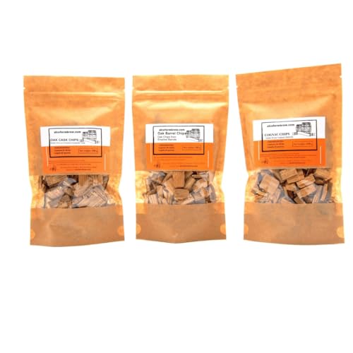 Scaglie Di Quercia 3 Confezioni Bourbon + Cognac + Whisky | Trucioli Di Quercia | Invecchiamento Dell'Alcool | Invecchiamento Delle Bevande