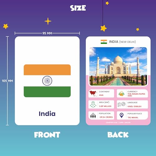 Image of SPARTAN KIDS 195 Country Flag Flash Cards for Kids | Flags of the World with Countries, Capitals & Currency | Geography Flashcards with World Map & Quiz | Educational Toys | Kids Learning Toys