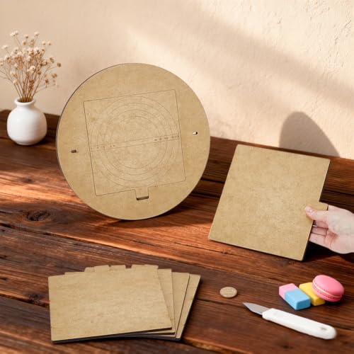 NBEADS 1 Set Pottery Bat System, 12 Inch Round MDF Clay Wedging Board with 6 Pcs Square Pads Plastic Trim Tool PVA Clay Drying Mat Pottery Wheel Accessories for Artists Studio DIY Craft by NBEADS - Image 3