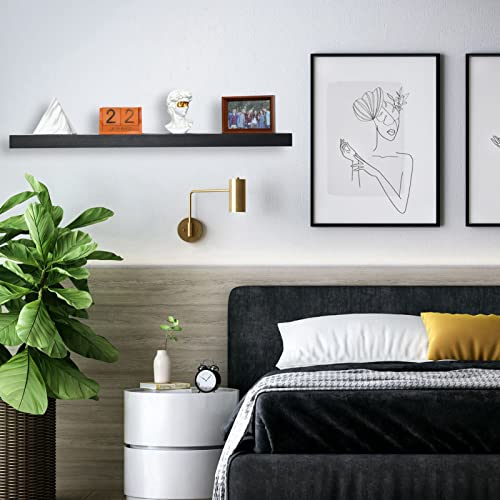 Niubest Workshop Wood Floating Shelves - 36 Inch - Handcrafted - Wide Wooden Wall Shelves For Living Room Bedroom Kitchen Bathroom Farmhouse - Black Color - Set Of 1 #TOP3