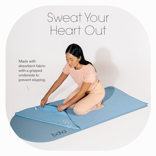 Bala Play Mat Towel - Non Slip Towel Designed for Yoga, Mat Pilates, Core Training & More - Fits Over Workout Mat - Fitness Accessory - Measures 71.4” x 26.5” - Charcoal - Thumbnail 4