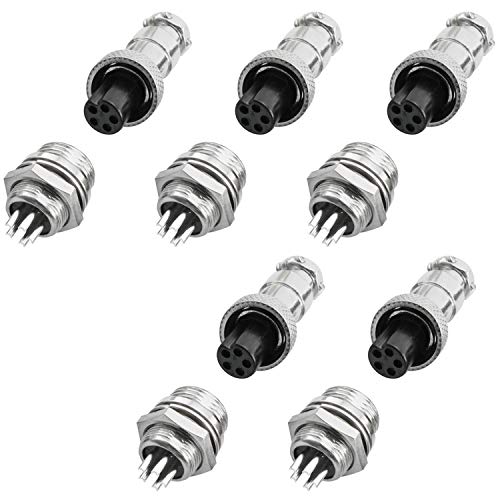 DGZZI GX12-5 Aviation Connector Plug 5PCS 12mm 5 Pin Male Female Screw Type Panel Metal Aviation Connector Adapter Aviation Socket