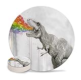 XUTAI T Rex Dinosaur Puke Taste Rainbow Printed Drink Coasters Custom Cute Cool Stone Coaster...