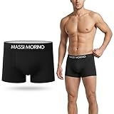Massi Morino Boxer Homme en Coton (à l’unité) | sous vêtement Noir avec Large Ceinture élastique | sans étiquette & Respirant (Taille XL)