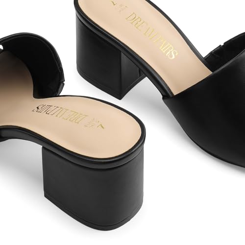 DREAM PAIRS Women's Square Open Toe Heels Sandals Low Block Chunky Heeled Sandals Slide Sandals Slip on Comfortable Casual Pumps Shoes4