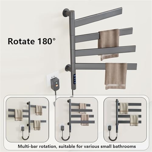 Toallero eléctrico giratorio de 180 grados con pantalla LED y potencia de 80W 5