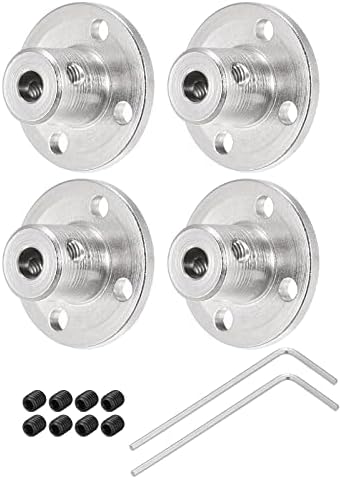 sourcing map 4pcs 6mm Flange Coupling Connector, Shaft Axis Fittings for DIY RC Model Motors, with 8pcs Fastening Screw 2pcs M1.5 Hex Wrench