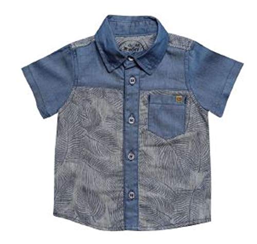 Camisa Jeans Estampada Tamanho:M;Cor:Azul