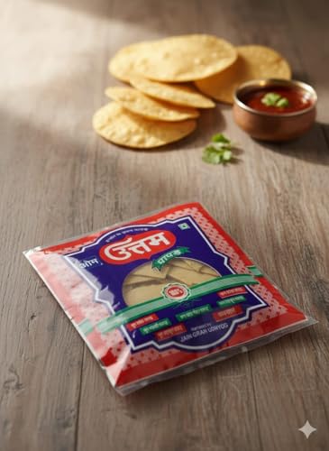 Image of Om Uttam Papad Katran - 100% Natural Papad | 400 Gram | Crisp & Crunchy | Fresh and Homemade | Delicious Indian Snack