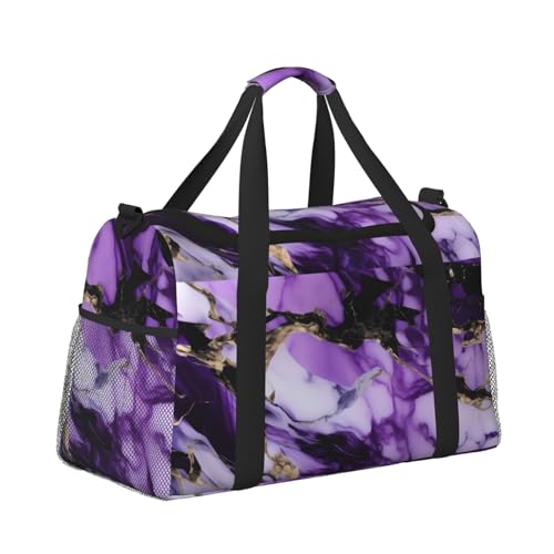Purple Marble Print Travel Hand Travel Bag Weekender Overnight Carry On Tote Foldable Crossbody Bag3