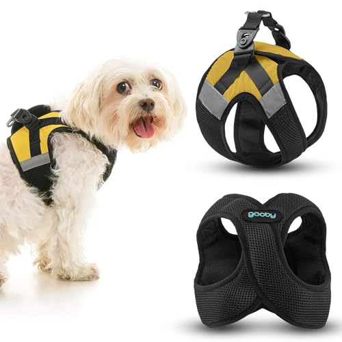 Image of Gooby Soft Mesh X Step in Dog Harness - Yellow, Small