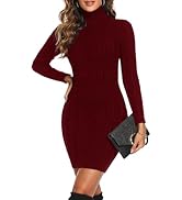 Aottori Winter Jumper Dress for Women UK Knitted Sweater Dresses Long Sleeve Turtleneck Jumpers P...