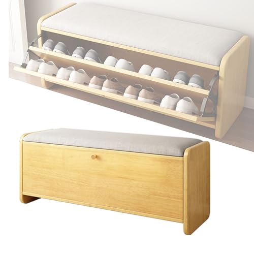 Meuble rangement chaussures bois banquette entrée coffre 60 cm