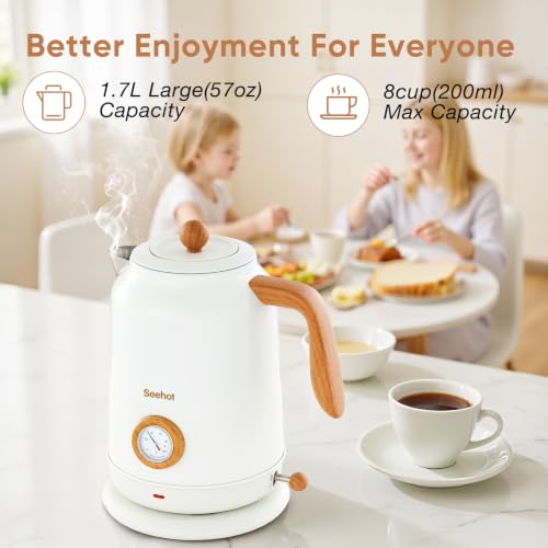 Seehot Electric Kettle With Thermometer, 1.7L 1200W,White by Seehot - Used condition - Image 4