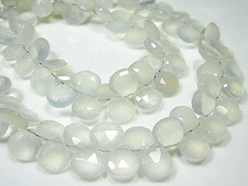 Chalcédoine blanche coeurs facettés de qualité AAA pour bijoux de luxe