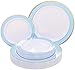 NERVURE 102 PCS Blue with Gold Rim Disposable Plates-Wedding and Party Plastic Plate Include 51PCS 10.25inch Dinner Plates and 51PCS 7.5inch Dessert/Salad Plates - Value Pack 102 Count(Blue)
