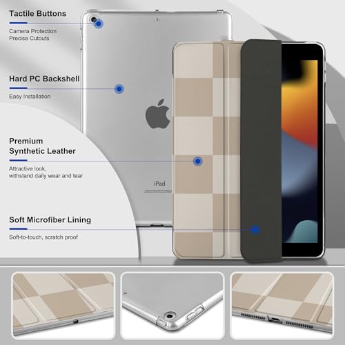 DONGKE Compatible with iPad 10.2 Inch Case 2021 2020 2019, Smart Lightweight Trifold Stand Hard Plastic Transparent Cover Support Auto Sleep/Wake for iPad 10.2" 9th/8th/7th Generation - Chessboard by DONGKE - Used condition - Image 6