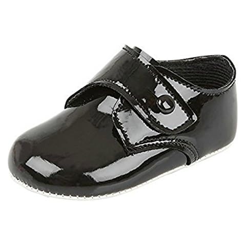 Baby Boys Baypods First Pram Shoes - Gibson with Button Strap Design Black Patent UK 0 (EU 16, 0-3 Months) Cover