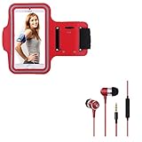 No aplicable Pack Sport para Motorola Moto e20 Smartphone (brazalete deportivo + auriculares Metal con mando a distancia y micrófono) T8 (rojo)
