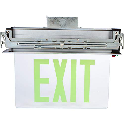 Image of Morris Products LED Exit Sign - Recessed Mount Edge - Green on Clear Panel, Anodized Aluminum Housing - Compact, Low-Profile Design - Single Sided Legend - Energy Efficient, High Output - 1 Count