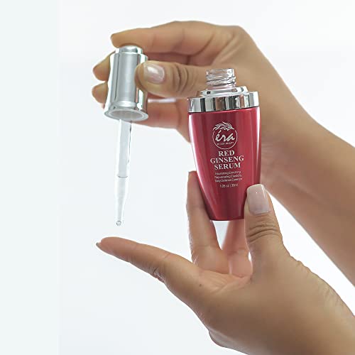 Éra By Just Beauty Skin Care Face Serum – 1.5 Oz Red Ginseng Korean Daily Defense Essense Skincare With Shining Star Shape Eye Pads – Premium Anti Aging Facial Serum For Energy Boost And Elasticity – For All Skin Types #TOP2