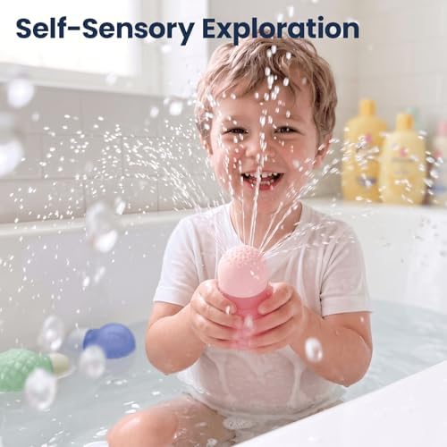 3PCS Translucent Silicone Bath Toys for Toddlers, Squeezing Spray Toy — 사진 3