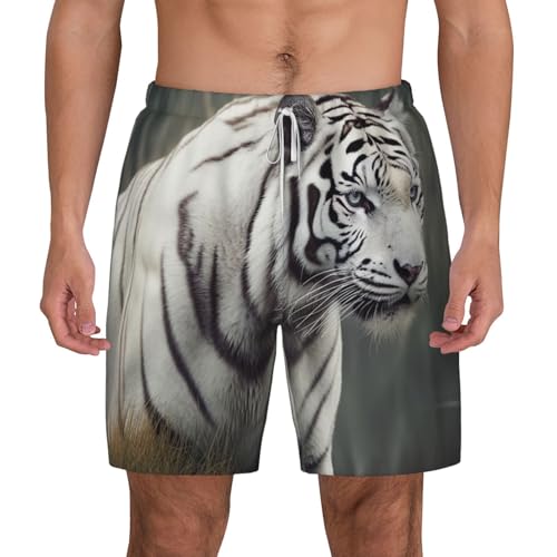 Short de bain séchage rapide pour homme imprimé tigre blanc haut de gamme