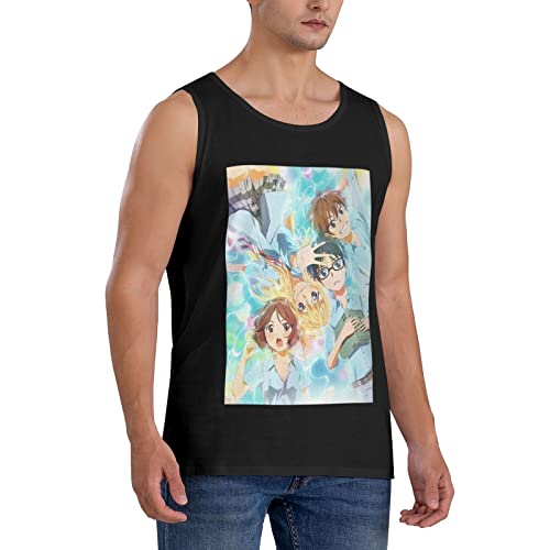 Anime Your Lie In April Tank Top Mens Casual Vest Summer Crew Neck Sleeveless Clothes Black #TOP6