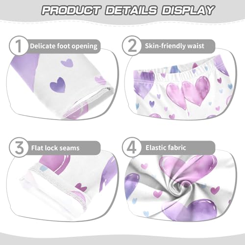 Big Purple Hearts Girls Leggings Athletic Pants Tights Stretch Bottom3