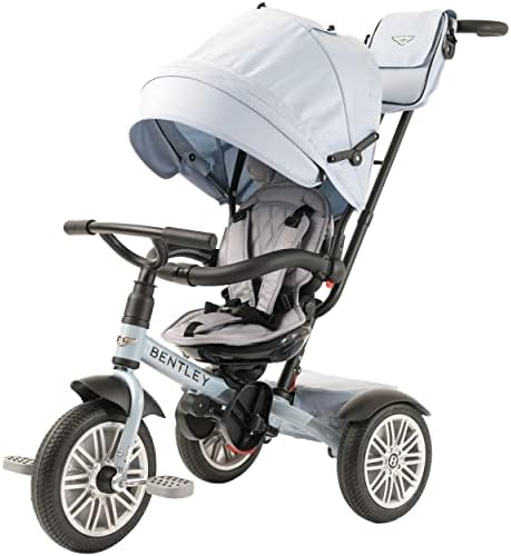 Bentley 6-in-1 Baby Stroller & Toddler Tricycle – Officially Licensed Luxury Kids Bike, Convertible Travel Strollers & Kid Trike with Air Wheels, Canopy & Safety Features (6m-5y+ | Jetstream Blue)