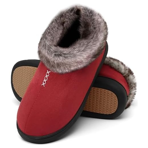 Mishansha Zapatillas de Casa Mujer Antideslizantes Pantuflas Mujer Cálido y Confortable Zapatillas de Espuma Viscoelástica Rojo Oscuro Gr.38