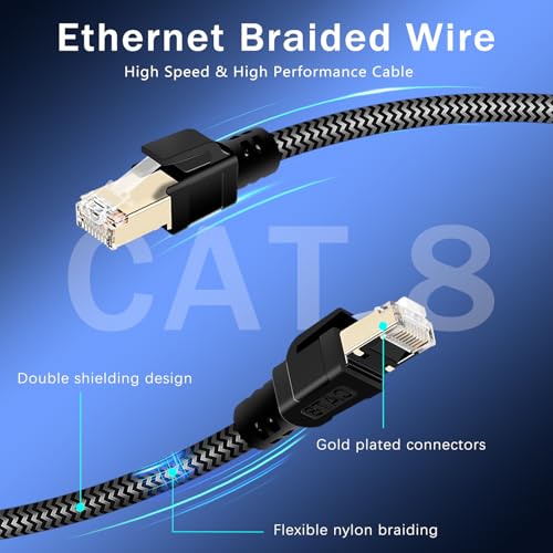 Cable Ethernet Cat8 10.06 m con conectores dorados miniatura 3