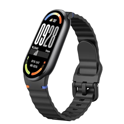 [Asvufeyy] �o���h for Xiaomi Smart Band 10 / 9 / 8 �Ή� �V���R�� �X�g���b�v ���[�v �V���I�~ �X�}�[�g�o���h 10 / 9 / 8 ���v�x���g�h���� �y�� - �u���b�N