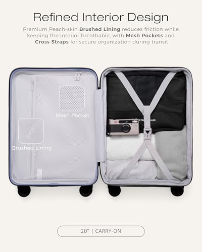 Image of Coolife Luggage Carry-On, Lightweight PC Hardside Suitcase, 20-Inch, Black | Expandable Carry-On, Dual Spinner Wheels, TSA-Approved Lock, Upgraded PC Hardshell, Durable Travel Suitcase